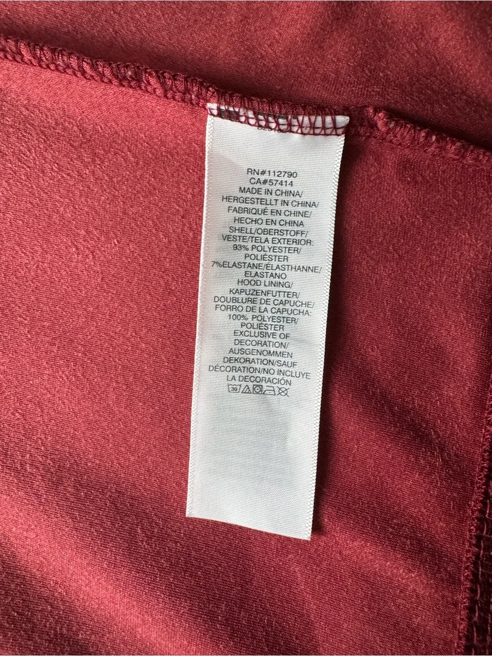 True Religion Men's Velour Zip-Up Hoodie in a deep burgundy or maroon color.